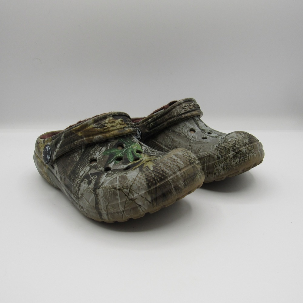 Crocs Classic Lined Clog Kids C10 Camo Realtree Edge Fuzzy Warm Slip On